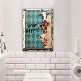 Metal Sign- Farm Nice Butt Restroom Rhombus Pattern Rectangle Metal Sign - Thegiftio UK