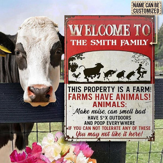 Metal Sign- Farm This Property Is A Farm Rectangle Metal Sign Custom Name Nice Design - Thegiftio UK