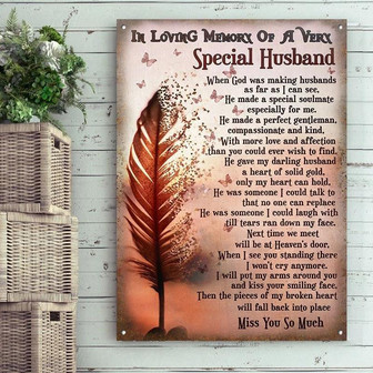 Metal Sign- Feather Butterfly In Loving Memory Rectangle Metal Sign - Thegiftio UK