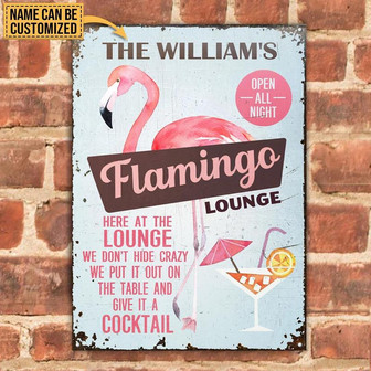 Metal Sign- Flamingo Lounge Rectangle Metal Sign Nice Design Custom Name - Thegiftio UK