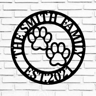 Metal Sign Front Door Monogram, Paw Print Custom Outdoor Metal Sign for House Decor Address Sign Family Sign for Front Door Dog Cat