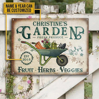 Metal Sign- Fruit Herbs And Veggie Custom Name Rectangle Metal Sign White Style - Thegiftio