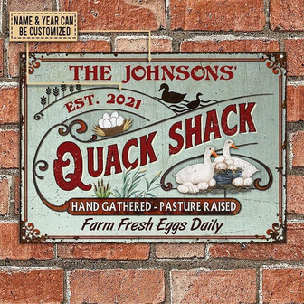 Metal Sign- Funny Duck Quack Shack Rectangle Metal Sign Custom Name Year - Thegiftio UK