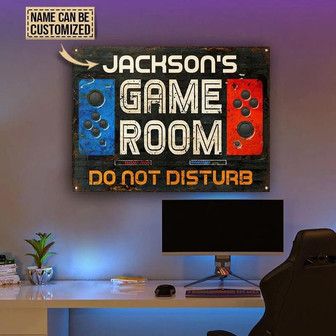 Metal Sign- Gaming Room Not Disturb Custom Name Rectangle Metal Sign Pretty Design - Thegiftio