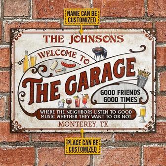 Metal Sign- The Garage Grilling Rectangle Metal Sign Custom Name And Place - Thegiftio UK