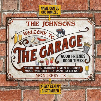 Metal Sign- The Garage Grilling Rectangle Metal Sign Custom Name And Place - Thegiftio UK