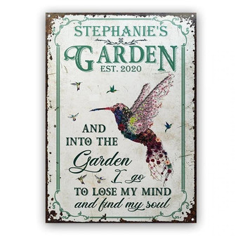 Metal Sign- Garden Floral Art Custom Name Rectangle Metal Sign Pretty Design - Thegiftio