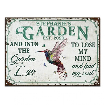 Metal Sign- Garden Floral Art Find My Soul Rectangle Metal Sign Custom Name Beautiful Design - Thegiftio UK