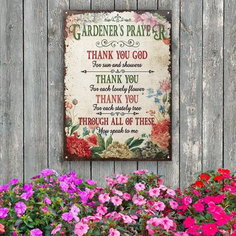 Metal Sign- Garden Gardener's Prayer Flower Border Rectangle Metal Sign Custom Name - Thegiftio UK
