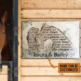 Metal Sign- Girl And Horse While On This Ride Rectangle Metal Sign Custom Name - Thegiftio UK
