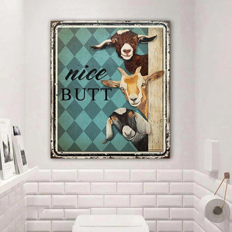 Metal Sign- Goat Nice Butt Restroom Rectangle Metal Sign Nice Design - Thegiftio UK