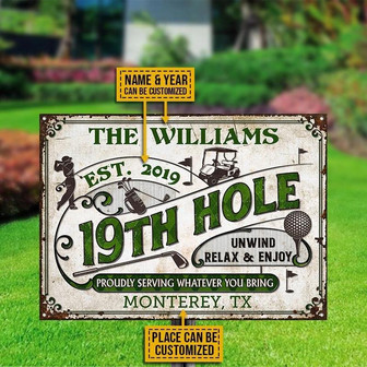 Metal Sign- Golf 19th Hole Proudly Rectangle Metal Sign Nice Design Custom Name And Year - Thegiftio UK