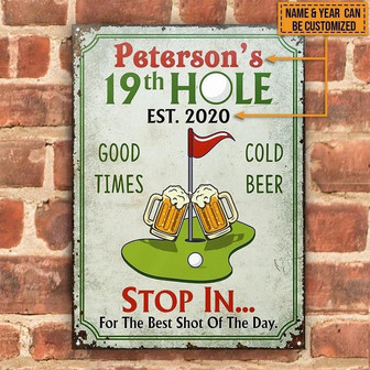 Metal Sign- Golf Stop In Rectangle Metal Sign Custom Name Year Cute Design - Thegiftio UK