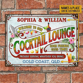 Metal Sign- Gradient Text Cocktail Rectangle Metal Sign Custom Name Place - Thegiftio UK
