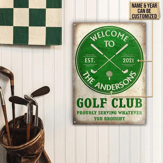 Metal Sign- Green Circle Golf Club Rectangle Metal Sign Custom Name Year - Thegiftio