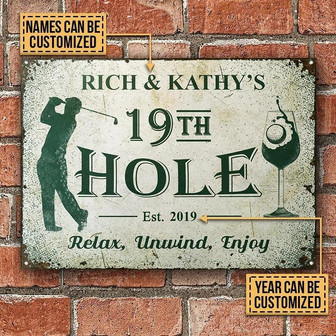 Metal Sign- Green Design Vintage Golf Relax Rectangle Metal Sign Custom Name Year - Thegiftio UK