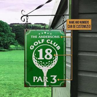 Metal Sign- Green Background Golf Club Par Rectangle Metal Sign Custom Name Numbers - Thegiftio UK
