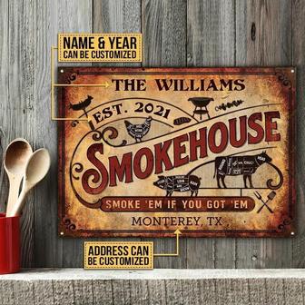 Metal Sign- Grilling Smokehouse Got Them Custom Name Year Rectangle Metal Sign Beautiful Design - Thegiftio UK