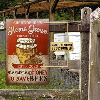 Metal Sign- Home Grown Honey Bee Farm Rectangle Metal Sign Custom Name Year - Thegiftio UK