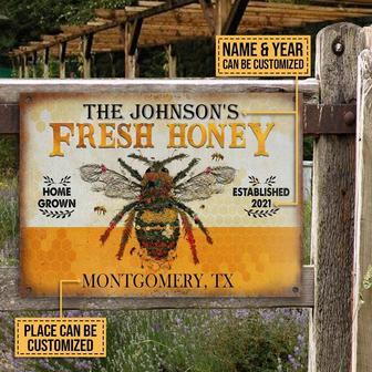 Metal Sign- Honey Bee Fresh Custom Name Year Rectangle Metal Sign Beautiful Design - Thegiftio UK