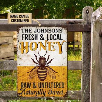 Metal Sign- Honey Bee Naturally Sweet Rectangle Metal Sign Custom Name Nice Style - Thegiftio UK