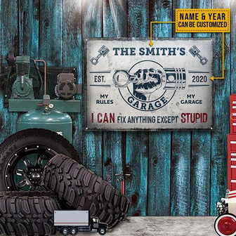 Metal Sign- Impressive Design Auto Garage Rectangle Metal Sign Custom Name Year - Thegiftio UK