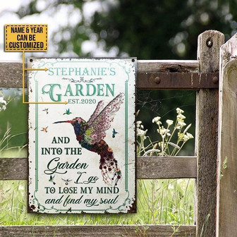Metal Sign- Impressive Hummingbird Garden Custom Name Year Rectangle Metal Sign Beautiful Design - Thegiftio UK