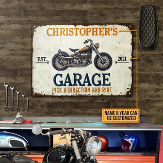 Metal Sign- Impressive Motorcycling Direction And Ride Rectangle Metal Sign Custom Name Year - Thegiftio UK