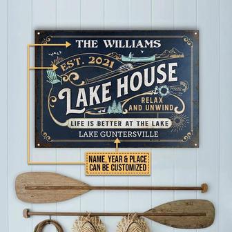 Metal Sign- Life Is Better At The Lake Rectangle Metal Sign Custom Name And Place - Thegiftio UK