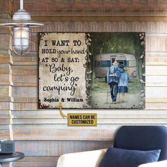 Metal Sign- Love Couple Camping Baby Let's Go Rectangle Metal Sign Custom Name - Thegiftio UK