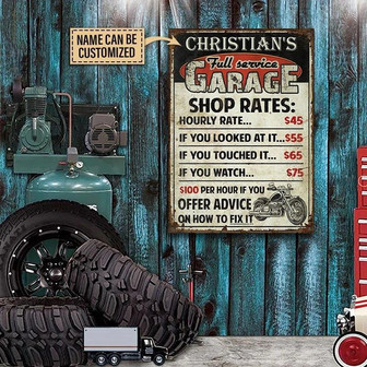 Metal Sign- Motorcycle Garage How To Fix It Rectangle Metal Sign Custom Name Beautiful Design - Thegiftio UK
