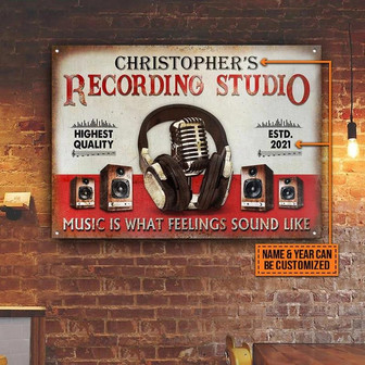 Metal Sign- Nice Design Audio Mixing Rectangle Metal Sign Custom Name Year - Thegiftio UK