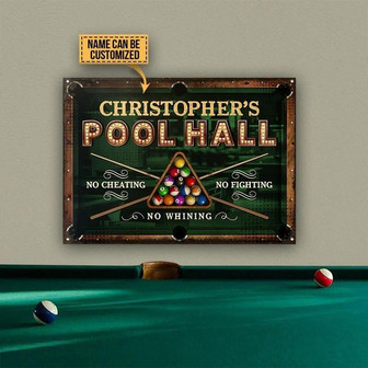 Metal Sign- Nice Design Billiards Pool Hall Rectangle Metal Sign Custom Name - Thegiftio UK