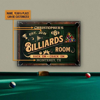 Metal Sign- Nice Design Billiards Rectangle Metal Sign Custom Name Year Place - Thegiftio UK
