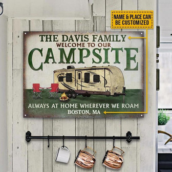 Metal Sign- Nice Design Camping Travel Trailer Rectangle Metal Sign Custom Name Place - Thegiftio UK