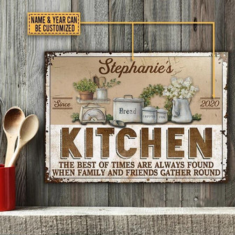 Metal Sign- Nice Design Farm Kitchen Gather Round Rectangle Metal Sign Custom Name Year - Thegiftio UK
