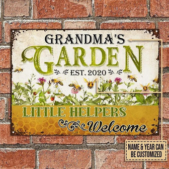 Metal Sign- Nice Design Gardening Little Helpers Rectangle Metal Sign Custom Name Year - Thegiftio UK