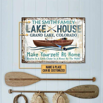 Metal Sign- Nice Design Lake House Make Yourself Heaven Rectangle Metal Sign Custom Name Place - Thegiftio UK
