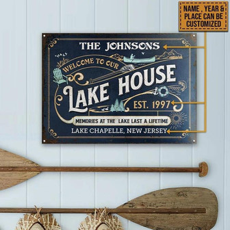 Metal Sign- Nice Design Lake Vintage Rectangle Metal Sign Custom Name Year Place - Thegiftio UK
