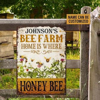 Metal Sign- Nice Style Bee Farm Where Honey Bee Rectangle Metal Sign Custom Name - Thegiftio UK