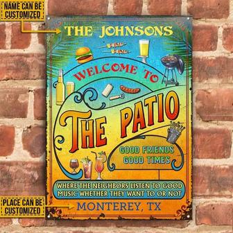 Metal Sign- Orange And Red Patio Grilling Summer Vertical Rectangle Rectangle Metal Sign Custom Name Place - Thegiftio UK
