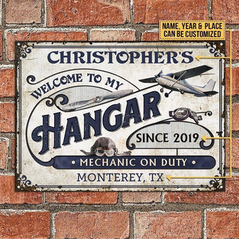 Metal Sign- Pilot Hangar Mechanic On Duty Rectangle Metal Sign Custom Name Year Place Nice Design - Thegiftio UK