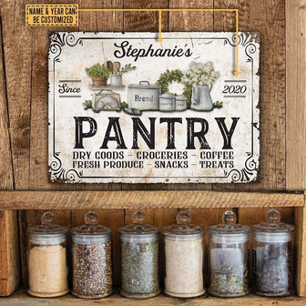 Metal Sign- Pretty Design Farmhouse Pantry Rectangle Metal Sign Custom Name Year - Thegiftio