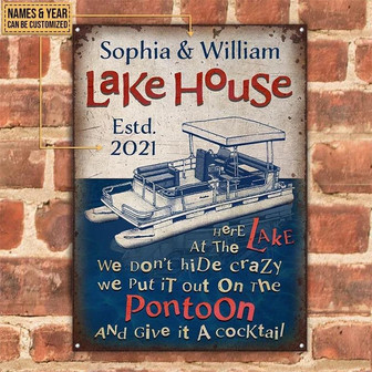 Metal Sign- Red And Blue Pontoon Give It Rectangle Metal Sign Custom Name Year - Thegiftio UK
