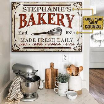 Metal Sign- Red Design Baking Made Fresh Daily Pies Cakes Rectangle Metal Sign Custom Name Year - Thegiftio UK