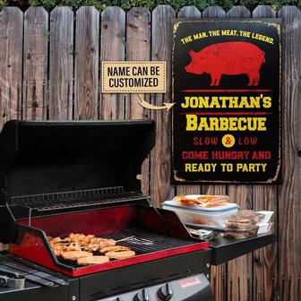 Metal Sign- Red Pig The Man The Meat The Legend Rectangle Metal Sign Custom Name - Thegiftio UK