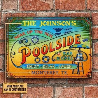 Metal Sign- Soak Up The Sun Custom Name Rectangle Metal Sign Beautiful Design - Thegiftio