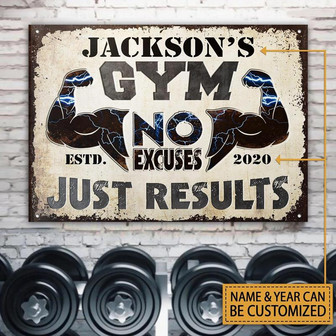 Metal Sign- Thunder Gym Fitness No Pain No Gain Rectangle Metal Sign Custom Name Year - Thegiftio