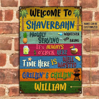 Metal Sign- Time Here Is Well Wasted Custom Name Rectangle Metal Sign - Thegiftio UK