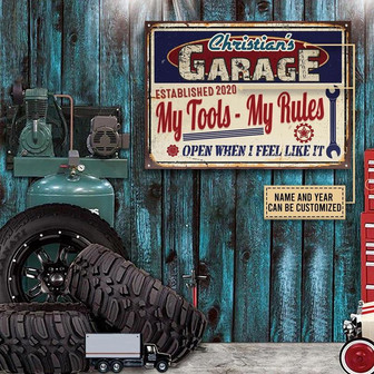 Metal Sign- My Tools My Rules Custom Name Rectangle Metal Sign Nice Design - Thegiftio UK